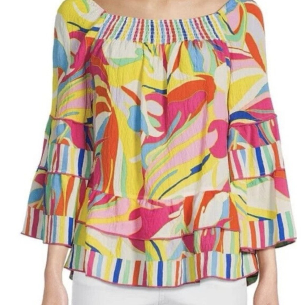 John Mark Abstract Waves Print Top Size Large Tropical Resort